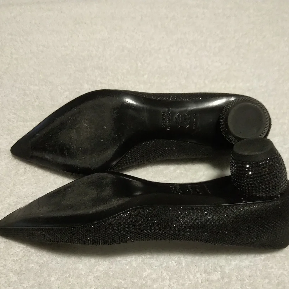 Stuart Weitzman Black Sparkle Pointed Heels Size 7